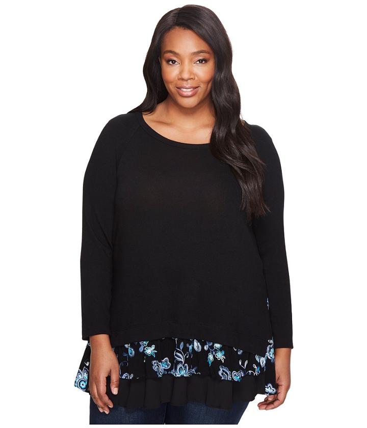 Karen Kane Plus - Plus Size Embroidered Inset Sweater