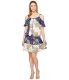 Hale Bob - Sonic Bloom Rayon Stretch Satin Woven Cold Shoulder Dress