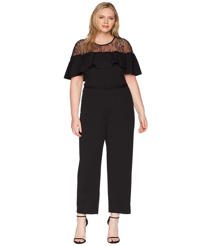 Adrianna Papell - Plus Size Illusion Neckline Jumpsuit