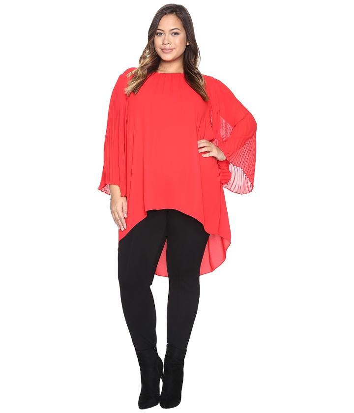 Vince Camuto Plus - Plus Size Chiffon Pleated Sleeve Blouse