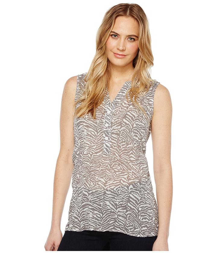 Dylan By True Grit - Gauzy Cotton Zebra Sleeveless Market Blouse