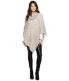 Steve Madden - Waffle Knit Turtleneck Poncho With Button