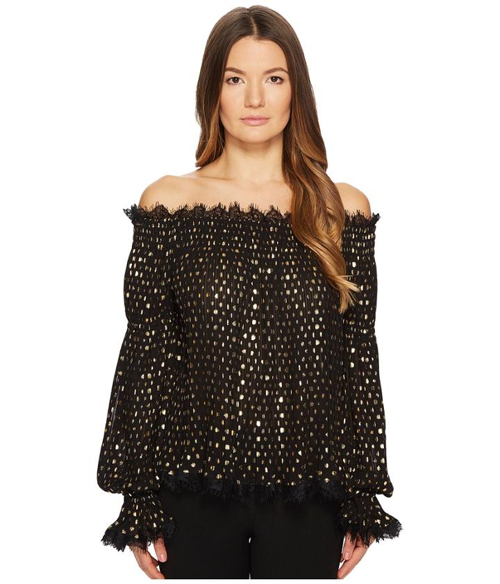 The Kooples - Golden Polka-dot Top With Bare Shoulders