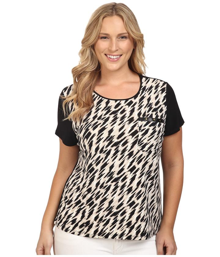 Calvin Klein Plus - Plus Size Short Sleeve Top W/ Pocket Detail