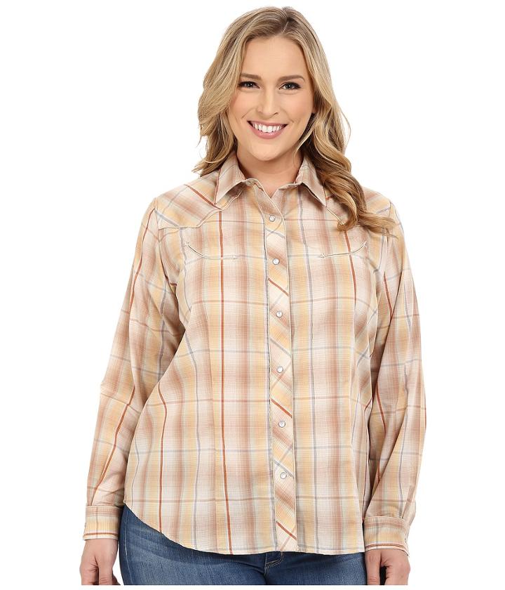 Roper - Plus Size Earth Tone Plaid With Embroidery