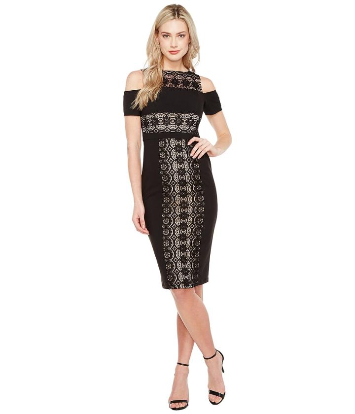 Maggy London - Circle Flower Lace Cold Shoulder Dress