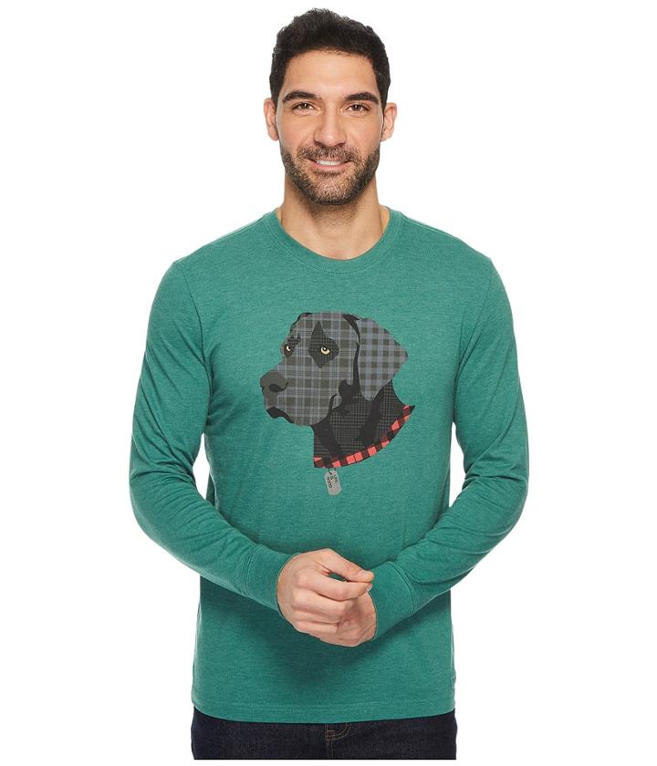 Life Is Good - Black Lab Patchwork Long Sleeve Crusher Tee