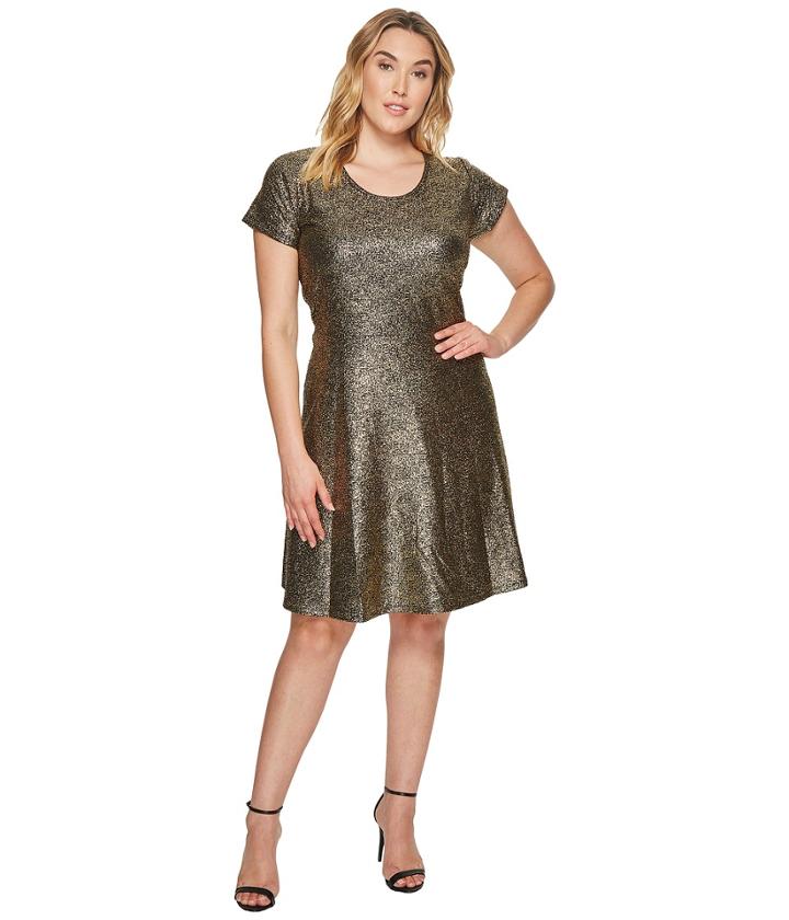Michael Michael Kors - Plus Size Foil Cap Sleeve Dress