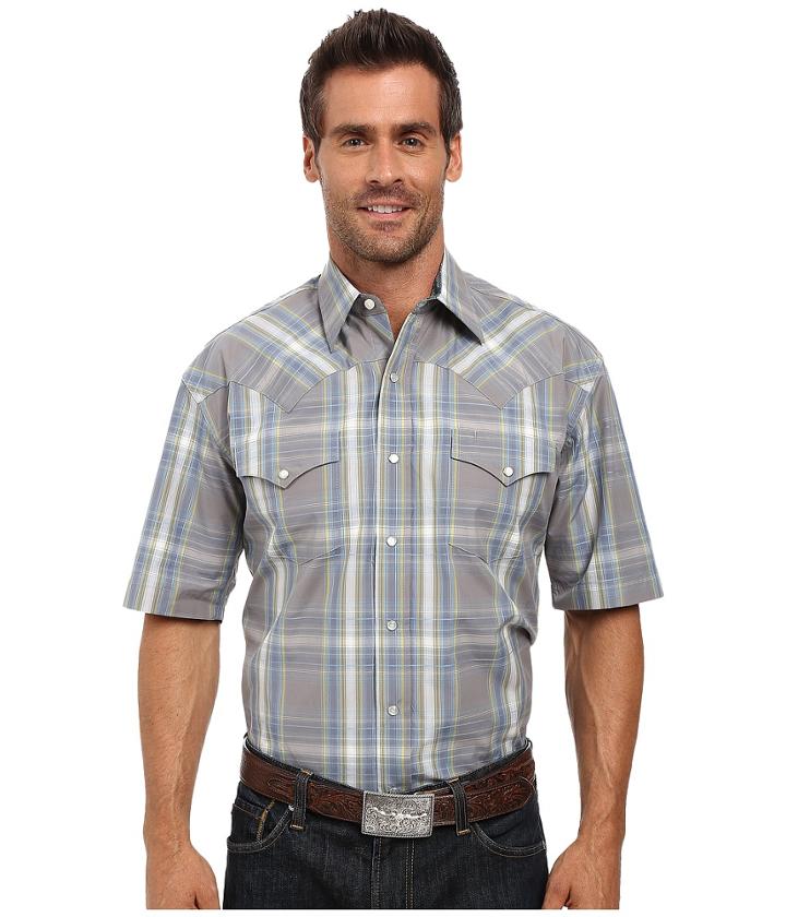 Stetson - Mineral Plaid Short Sleeve Woven Snap Shirt