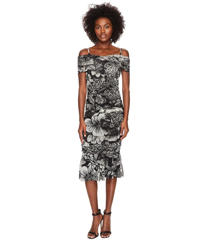Fuzzi - Short Sleeve Off Shoulder Dress In Botanic