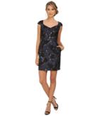 Aidan Mattox - Cap Sleeve Foil Jacquard Cocktail Dress