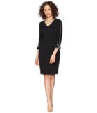 Calvin Klein - Long Sleeve With Tie Cuff And Piping Detail Sheath Dress Cd8c14ln