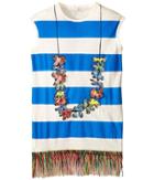 Stella Mccartney - Gray Striped Lei Dress W/ Fringe Bottom