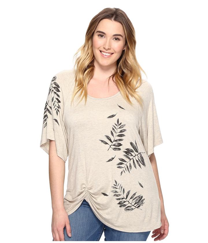 Karen Kane Plus - Plus Size Leaf Print Pick Up Top