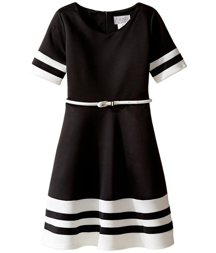 Us Angels - Scuba Short Sleeve V-neck Fit Flare Dress