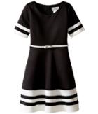 Us Angels - Scuba Short Sleeve V-neck Fit Flare Dress