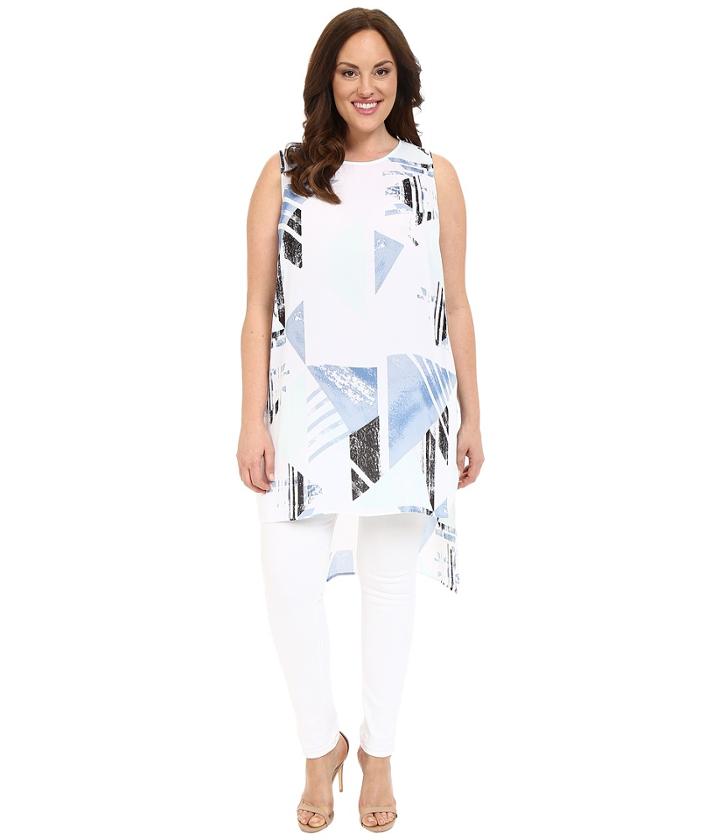 Vince Camuto Plus - Plus Size Sleeveless Pastel Fresco Long Tunic