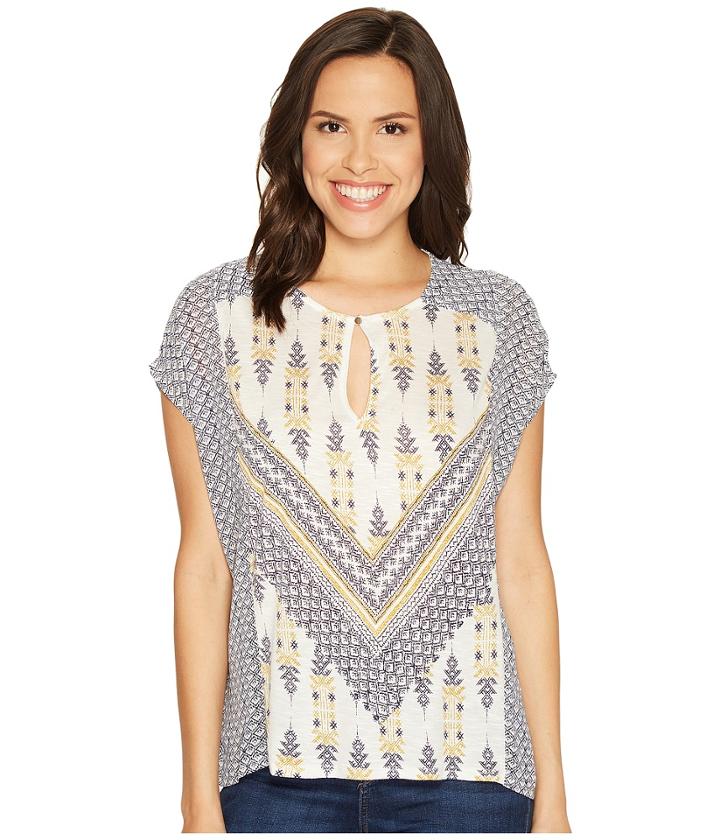 Lucky Brand - Printed Mixed Blouse