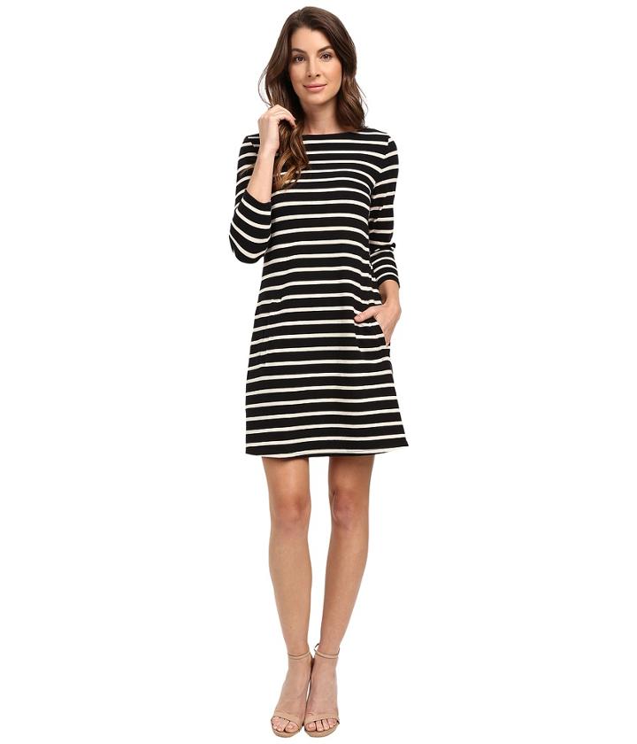 Lilla P - Heavy Stripe Jersey 3/4 Sleeve A-line Dress