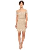 Nicole Miller - Embroidered Tulle Short Sleeve Illusion Party Dress