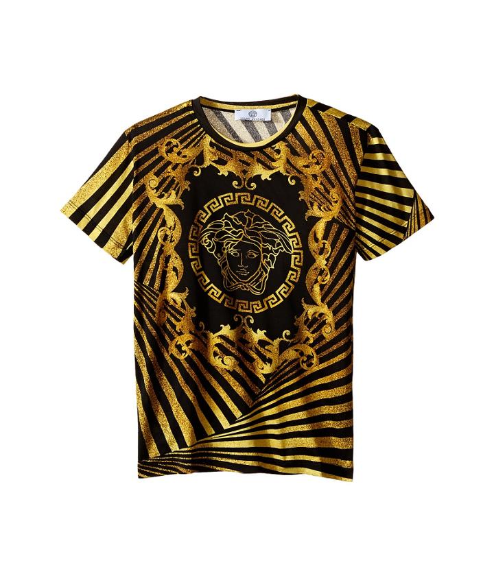 Versace - Short Sleeve T-shirt W/ Medusa And Stripe Design