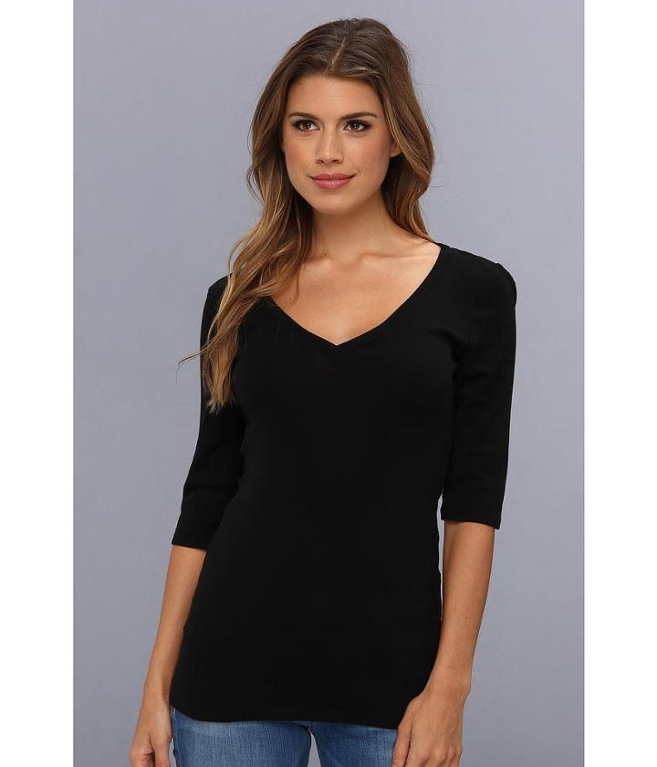 Michael Stars Supima Elbow Sleeve Vee Neck