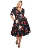 Unique Vintage - Plus Size Delores Swing Dress With Sleeves