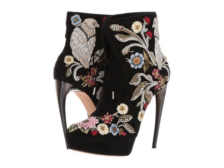Alexander Mcqueen - Medieval Embroidered Horn Heel Bootie