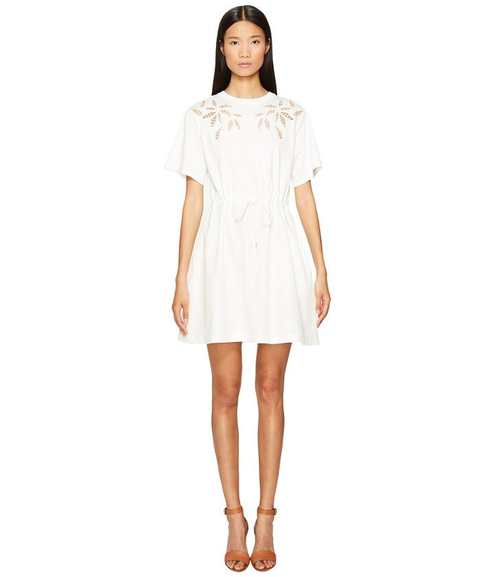 See By Chloe - Cotton Short Sleeve Flower Drawstring Dress