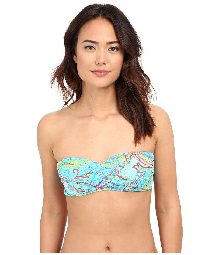 Lauren By Ralph Lauren - Maharaja Paisley Draped Bandeau W/ Molded Cup