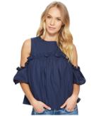 J.o.a. - Cold Shoulder Top With Ruffled Sleeve