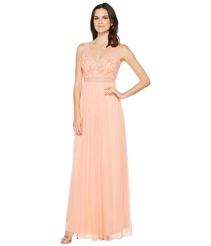 Adrianna Papell - Sleeveless Bead Gown With Shear Waistband