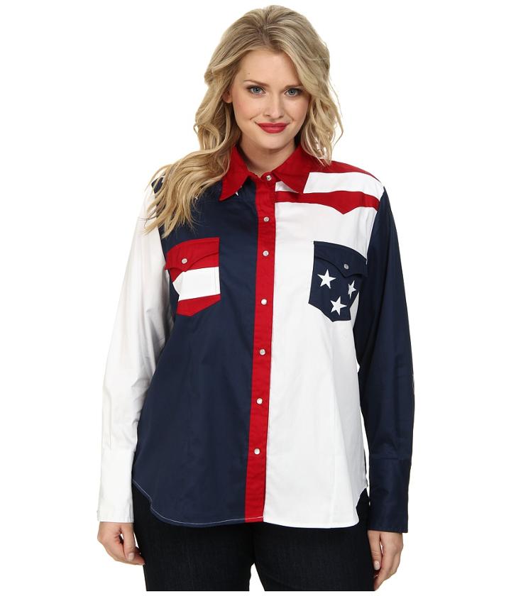 Roper - Plus Size Pieced Stars And Stripes Patriotic