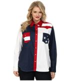 Roper - Plus Size Pieced Stars And Stripes Patriotic