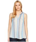 Dylan By True Grit - Baja Stripes On Stripes Sleeveless Top With Chambray Back