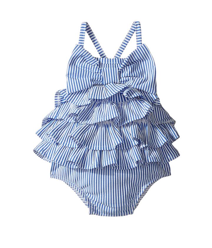 Mud Pie - Seersucker Ruffle Bow Swimsuit