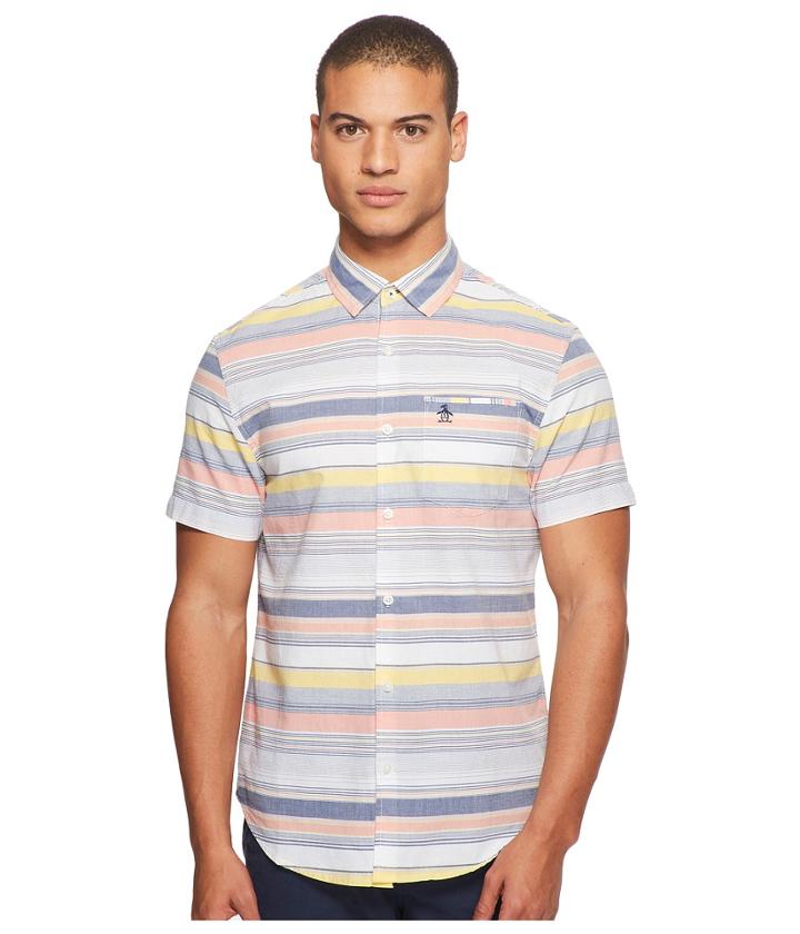 Original Penguin - Short Sleeve Yarn-dye Stripe Woven Shirt
