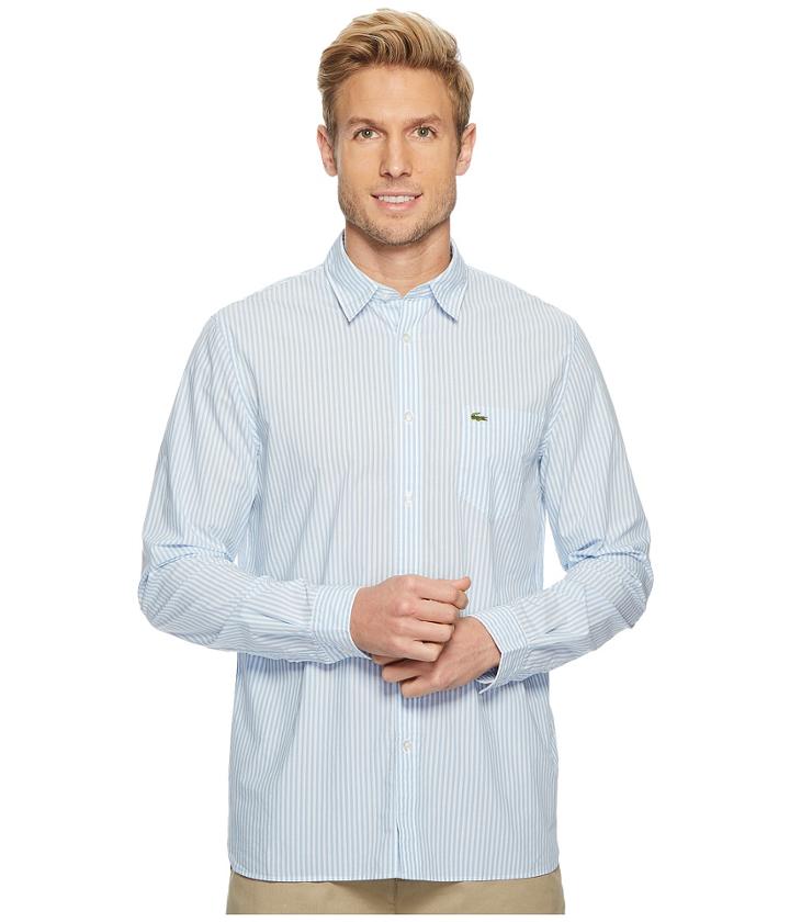 Lacoste - Long Sleeve Bengale Stripe Poplin Button Down Collar Regular