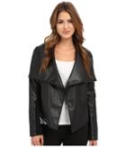 Jack By Bb Dakota - Rizzo Soft Pu And Rib Trip Draped Front Jacket