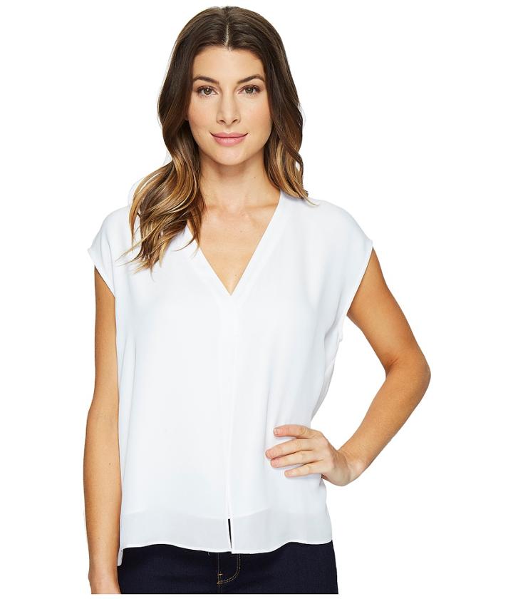 Heather - Silk Boxy V-neck Placket Blouse