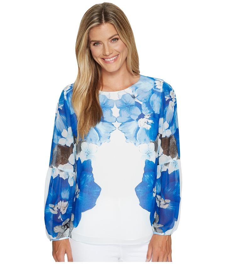 Calvin Klein - Printed Peasant Sleeve Blouse