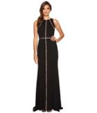 Adrianna Papell - Sleeveless Jersey Halter Gown With Nude Lace Illusion Detail