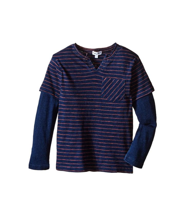 Splendid Littles - Indigo Twofer Crew With Raw Edge Neck