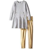 Kardashian Kids - Gold Fleece Dress With Metallic Leggings Two-piece Set
