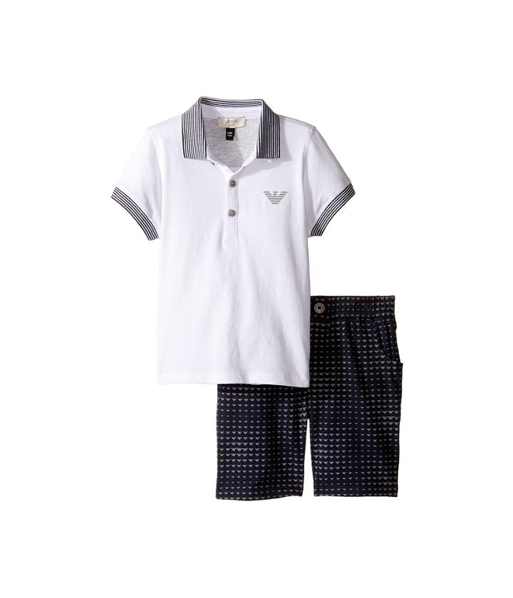 Armani Junior - Logo Polo And Printed Logo Shorts