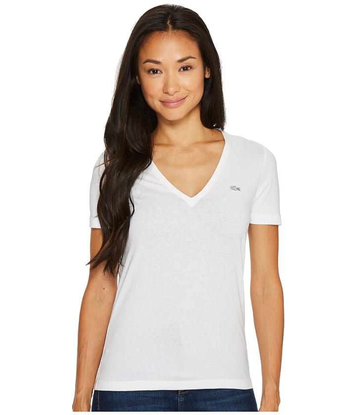 Lacoste - Short Sleeve Solid V-neck Jersey Tee