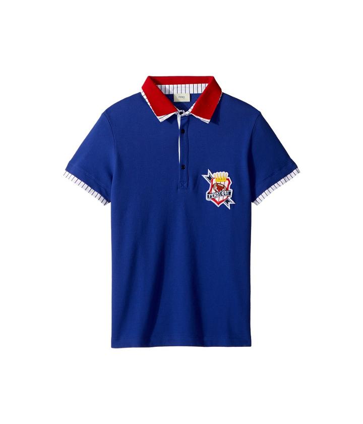 Fendi Kids - Short Sleeve Polo T-shirt W/ Football Design On Front