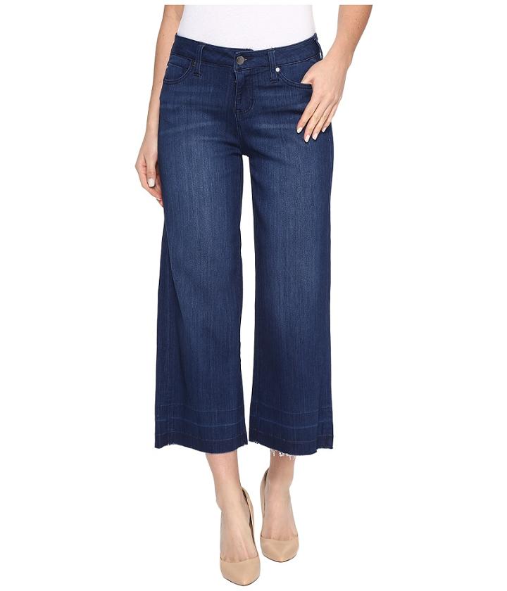Liverpool - Layla Wide Leg Crop With Released Hem On Silky Soft Denim In Havasu Deep Blue