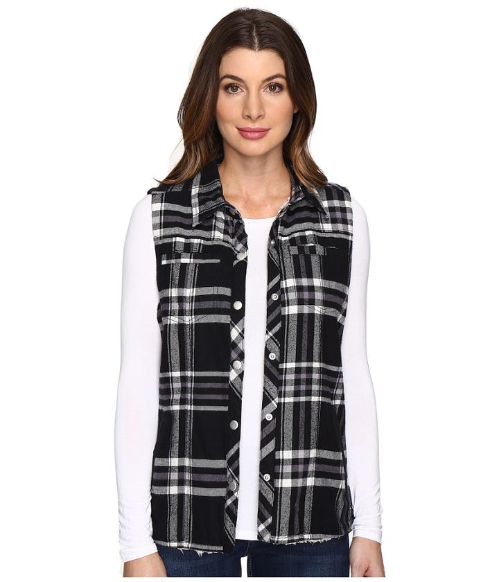 Dylan By True Grit - High-low Snap Shirt Vest W/ Frosty Tipped Lining And Pockets