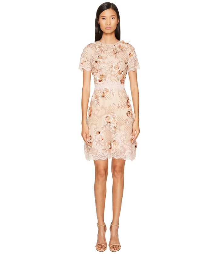 Marchesa - A-line Cocktail In Tulle With Floral Embroidery